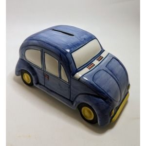 Vintage 2003 Andrea By Sadek Ceramic Volkswagen VW Bug Car Coin Bank Porcelain